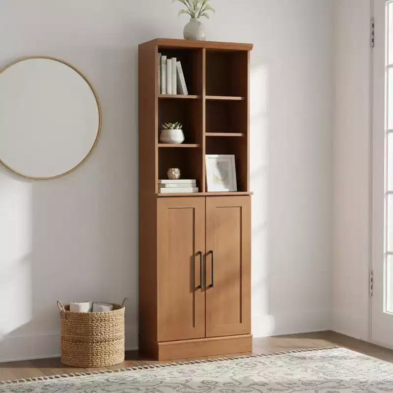 Homy Casa Storage Cabinet with Adjustable Shelves and Doors, Brown