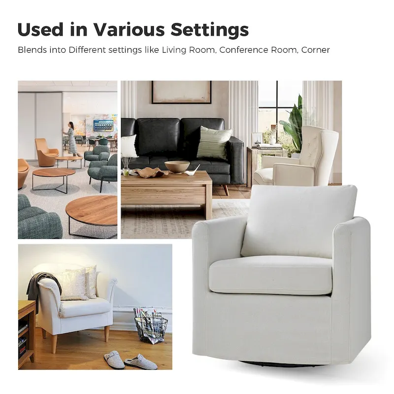 Erkenbald Modern 360-Degree Swivel Chair with Removable Slipcover Set of 2 by HULALA HOME