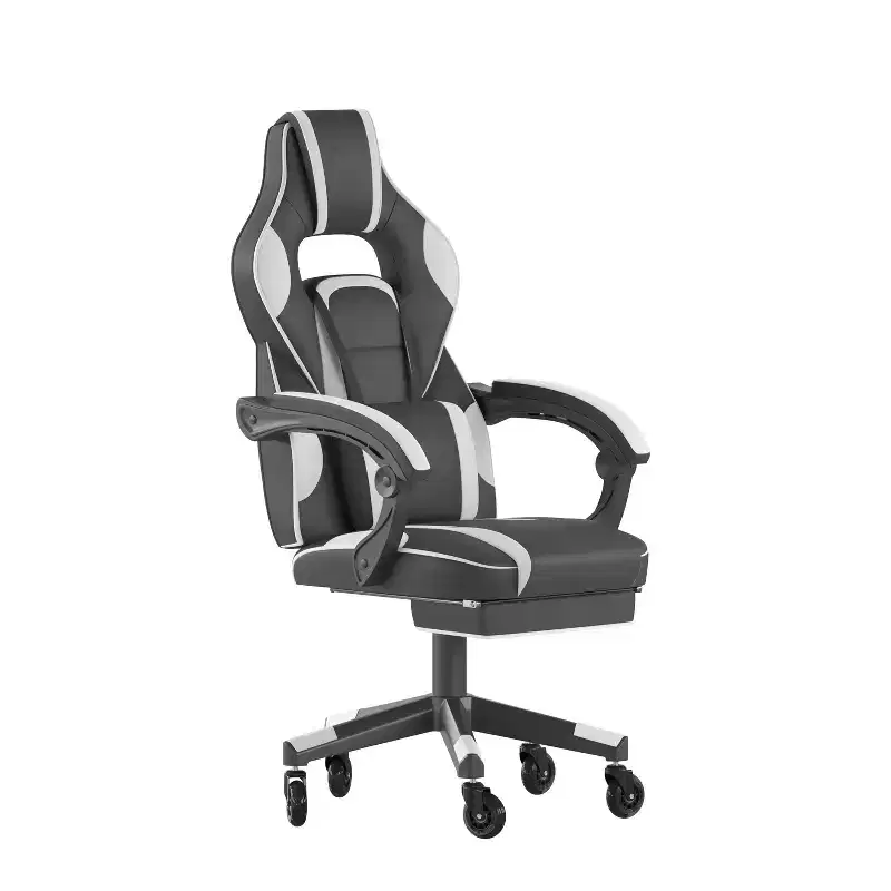 Flash Furniture X40 Gaming Chair Racing Computer Chair with Fully Reclining Back/Arms and Transparent Roller Wheels, Slide-Out Footrest