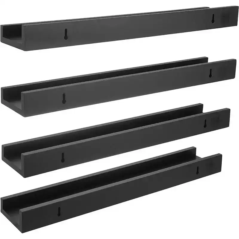 Kiera Grace (Set of 4) 23 Drea Wall Shelves Black: Modern Floating Storage, Decorative MDF Composite