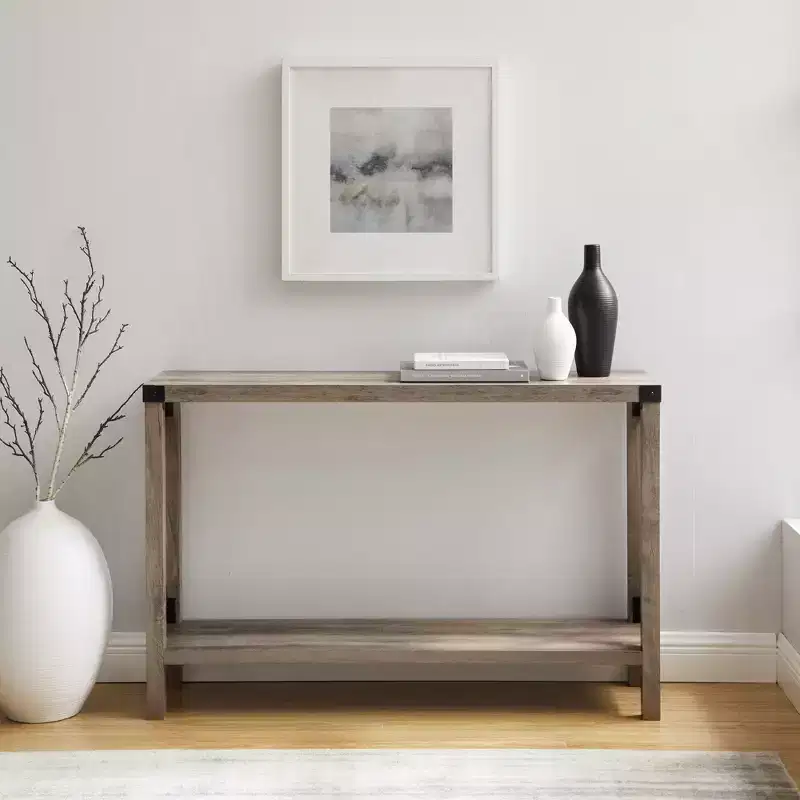 Modern Farmhouse Metal-X Entry Table with Lower Shelf