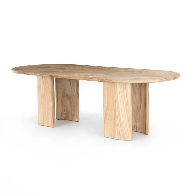 Modern Wood Dining Table for 4-6, Rectangular Kitchen Table with Sturdy Legs