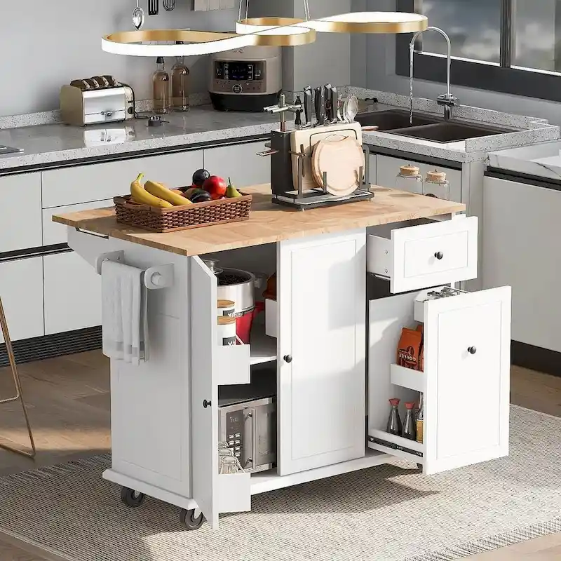 54 Kitchen Island Cart with Wheels