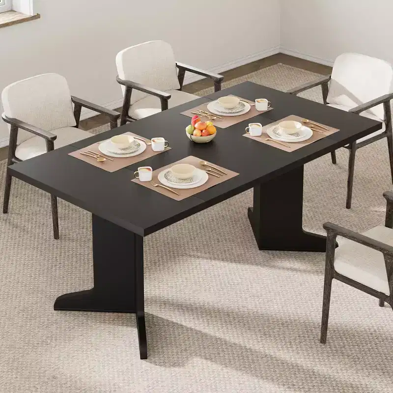 Melamine Iron Frame Rectangular Dining Table 71.7