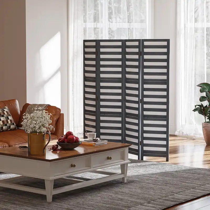 4-panel Folding Divider Room Louvred Privacy Screen Panels