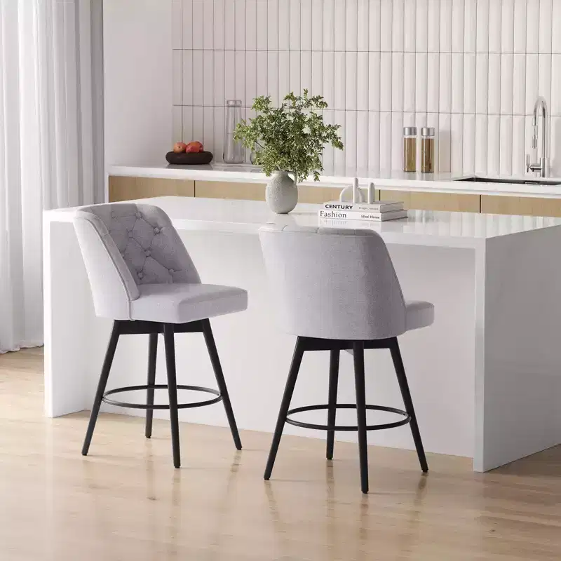 Bar Stools with Backs, 26 Counter Height Bar Stools Set of 2, Modern Kitchen Island Chairs