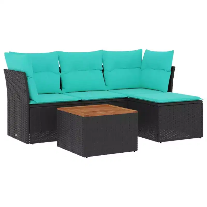 vidaXL 5 Piece Patio Sofa Set with Cushions Poly Rattan