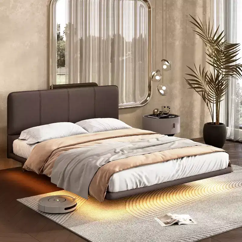 Christopher Knight Home Korli Full Size Modern Upholstered Floating Bed with LED Lighting
