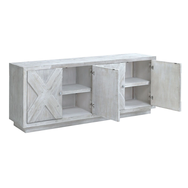 Addison 84 White Wash Reclaimed Pine Carved Sideboard