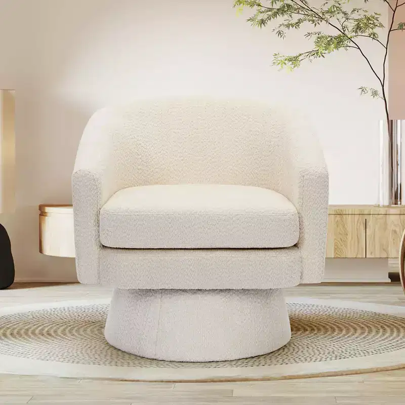 COZONY 28 Velvet Swivel Accent Chair with Ottoman, 360 Rotation, Ergonomic Support, Modern Round Armchair for Living Room, Bedroom