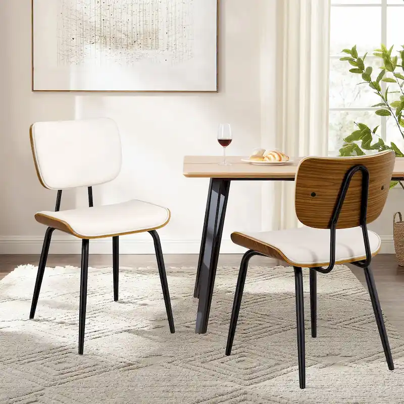 Faux Leather Upholstered Dining Chairs Set of 2/4 - 33.5 H x 17.5 W x 23 D