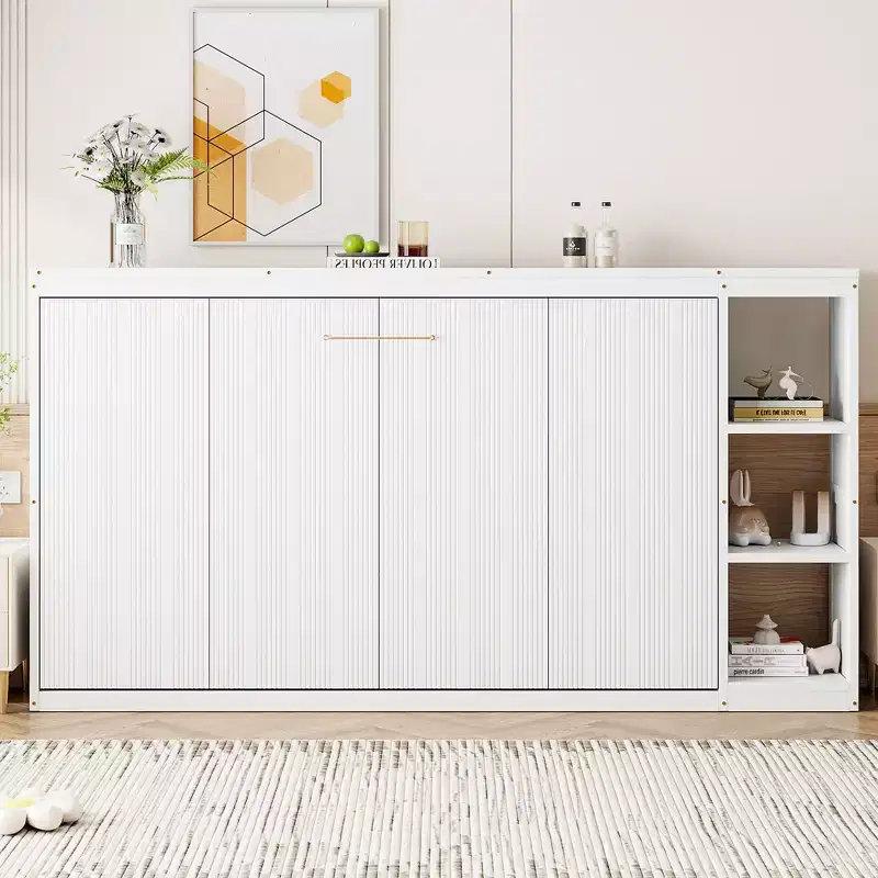 Wall Bed with Bookshelf and Storage – Twin & Full Size, Foldable Space-Saving Design