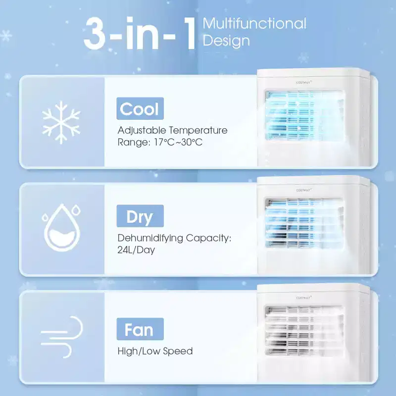 Costway 6000 BTU (10000 BTU ASHRAE) Portable Air Conditioner 3-in-1 AC Unit With Cool Dehum Fan Sleep Mode
