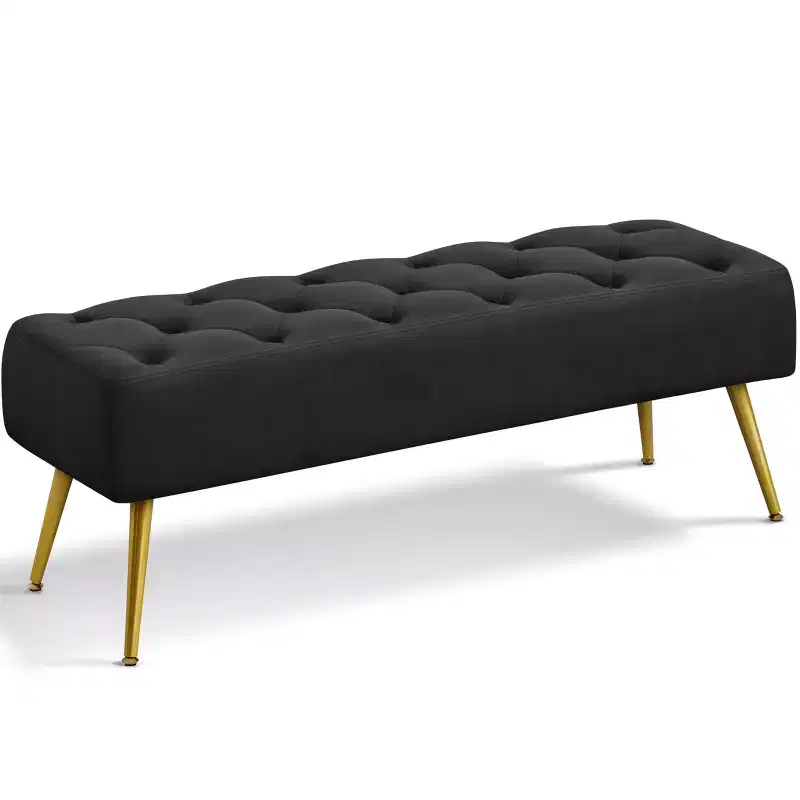 Modern Upholstered Button-Tufted Ottoman Footstool Bench for Bedroom