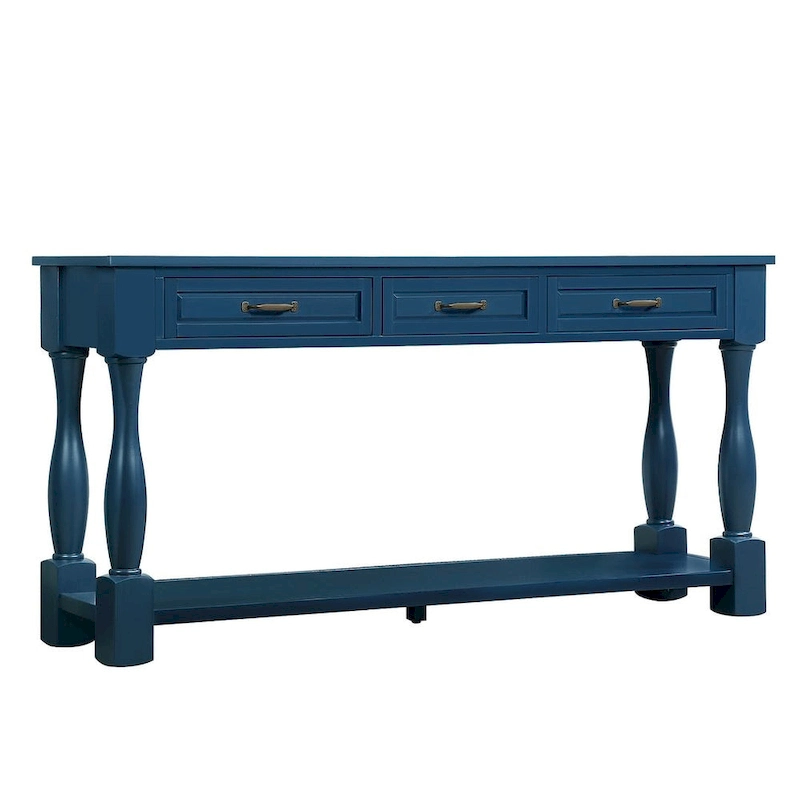 63 Solid Wood Console Table with 3 Drawers and 1 Bottom Shel