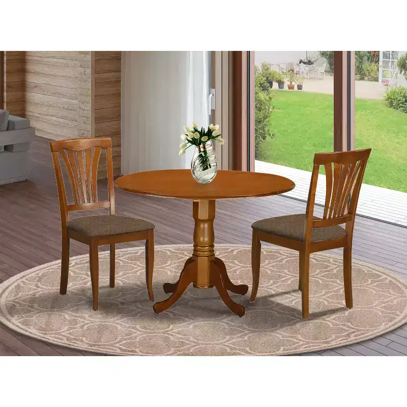 HomeStock Belmont Kitchen Table Set-Dining Table And 2 Kitchen Chairs, Saddle Brown