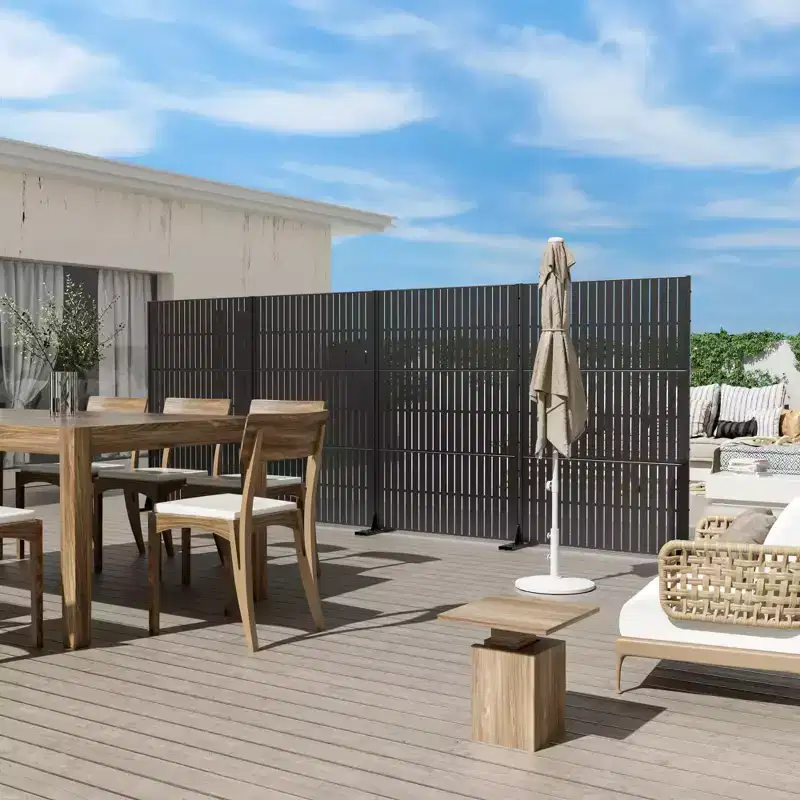 Black Galvanized Steel Fence Screen (6-Piece Set)