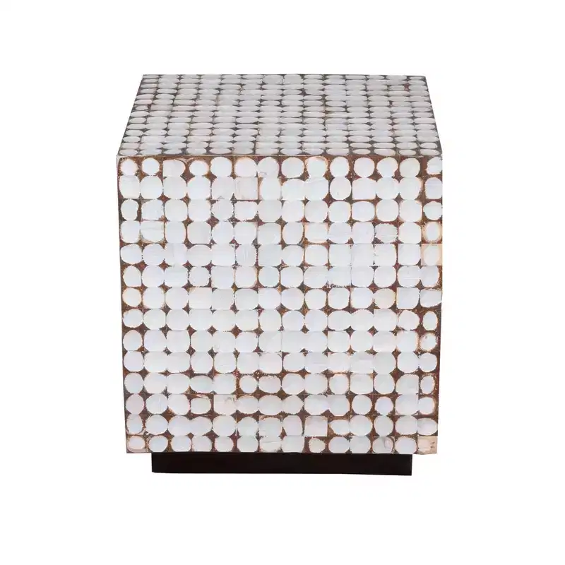 Covington Coconut Shell Inlay Accent Table White - East At Main