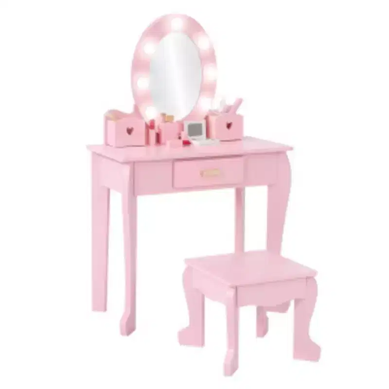 Wooden Vanity Table with LED Lights