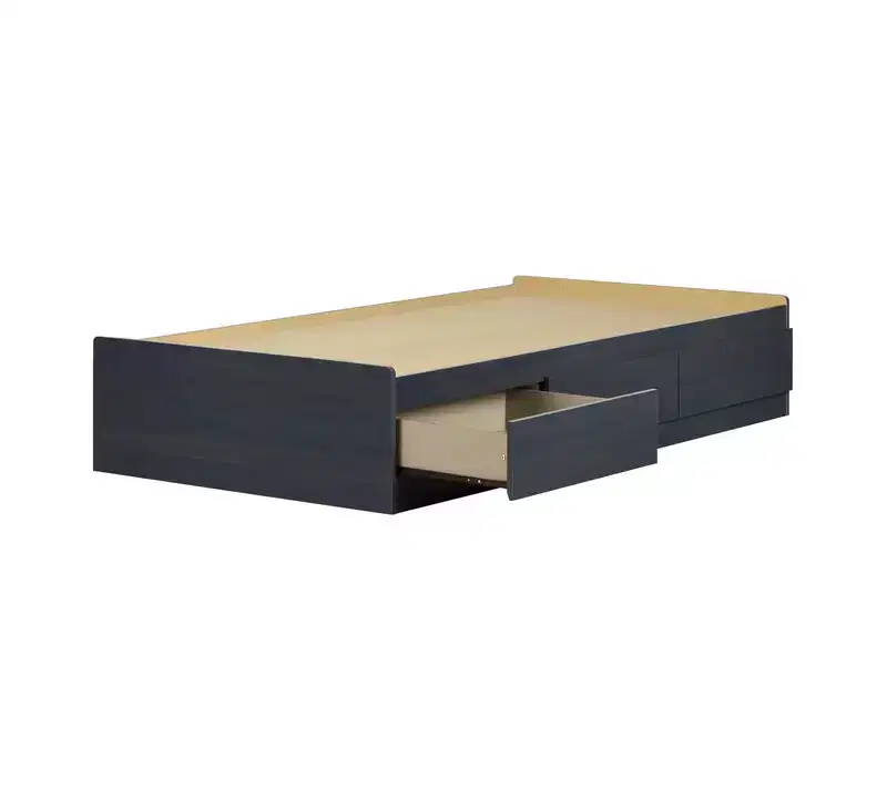 Twin Size Platform Storage Bed with 3 Drawers, Blue, 14.75