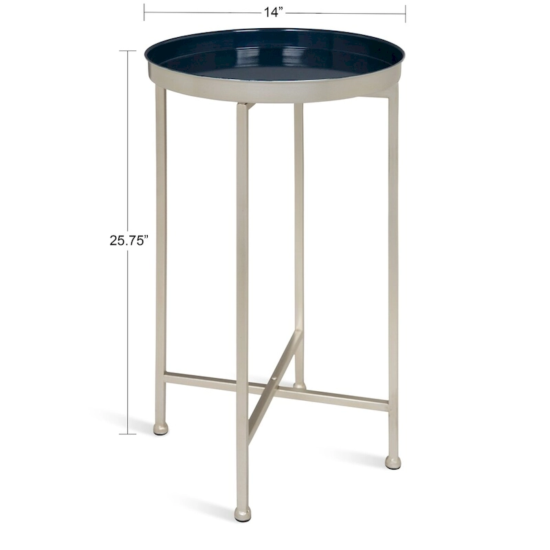 Kate and Laurel Celia Round Metal Foldable Tray Table - 14x14x25.75