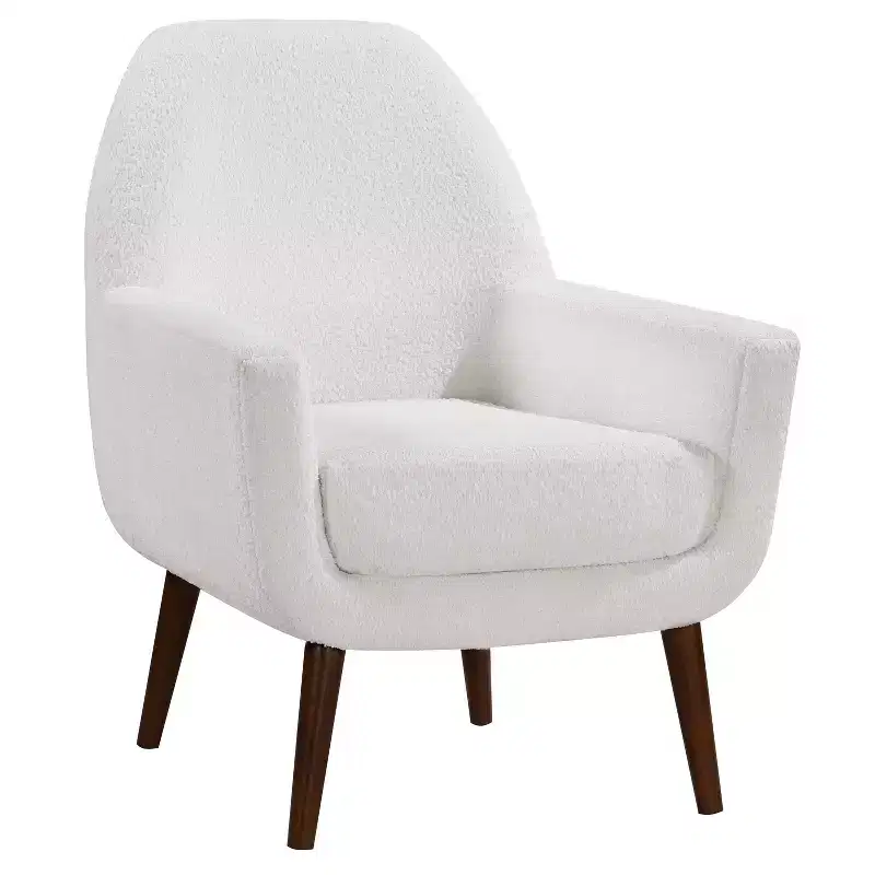 Comfort Pointe Polaris Mid Century Boucle Arm Chair White: Removable Cushions, Wood Frame, 300 lb Capacity, Bedroom & Living Room