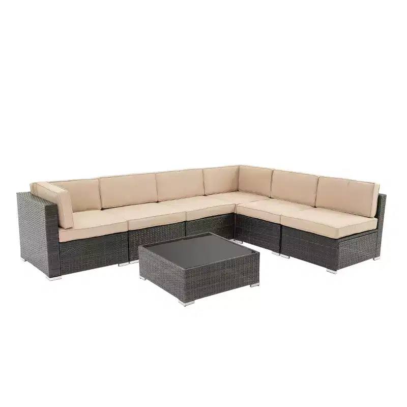 GODEER 7pc Wicker Outdoor Conversation Set