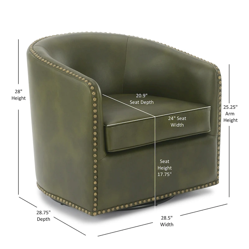Truman Faux Leather Swivel Arm Chair with Nailhead Trim by Greyson Living