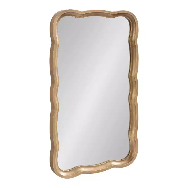 Kate and Laurel Hatherleigh Scalloped MDF Scallop Mirror, 24x38, Gold