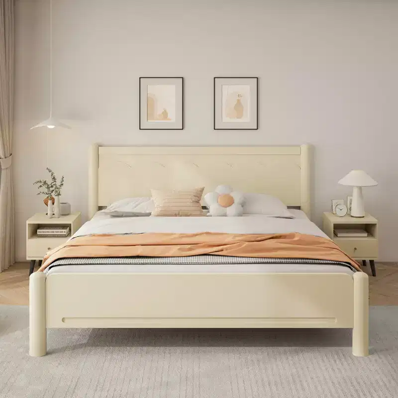 ModernLuxe Wood Platform Bed Frame Queen/King Size with Headboard, No Box Spring Needed, Solid Wood Slat Support