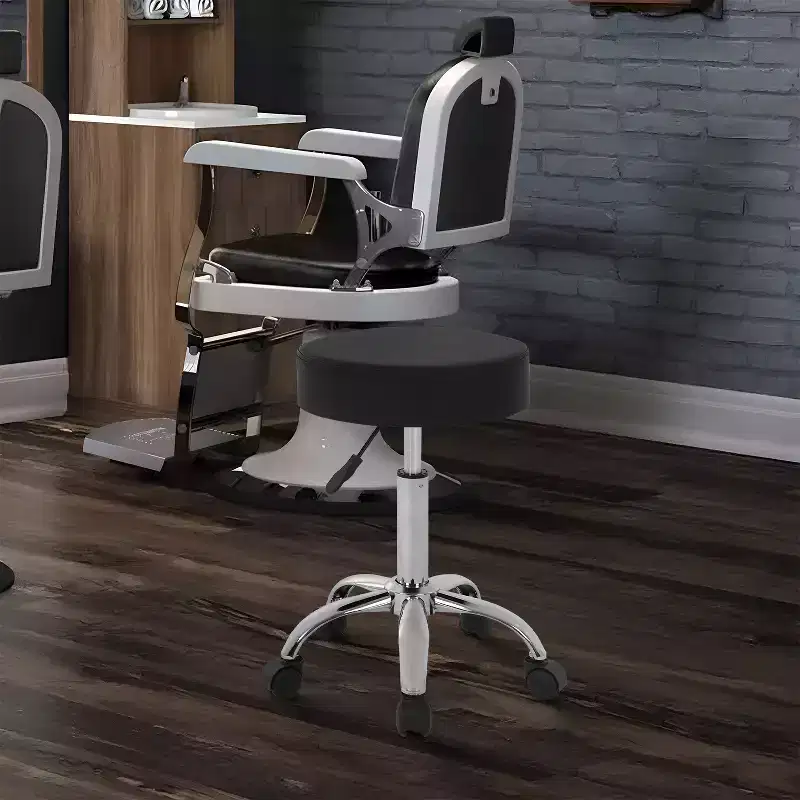 Round Rolling Swivel Stool with 5 Wheels, Adjustable Height, 250 lbs