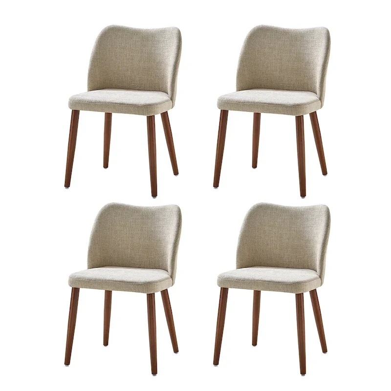 Solid Wood Dining Chair Set of 4 with Curved Backrest