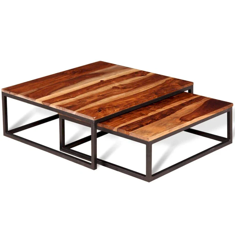 Two Piece Nesting Coffee Table Solid Sheesham Wood
