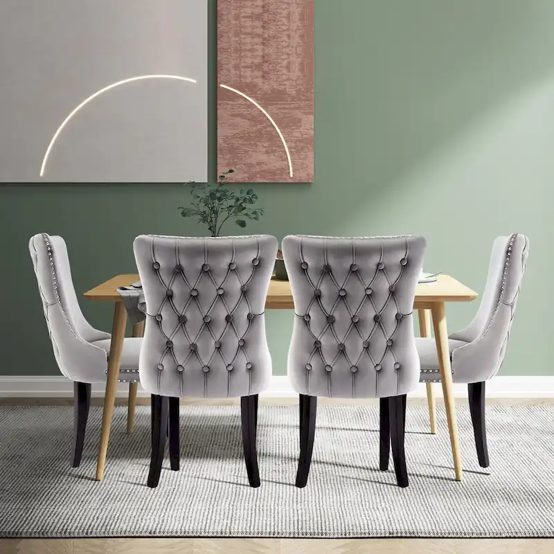 KATA Velvet Upholstered Wingback Dining Chairs Set of 4