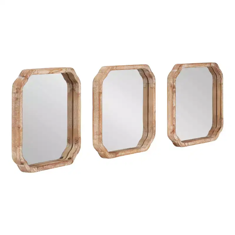 Kate & Laurel All Things Decor 3pc Marston Wood Wall Mirror Set Brown