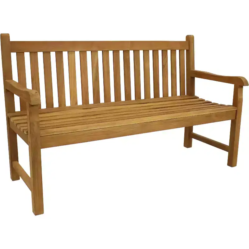 Sunnydaze Outdoor Solid Teak Wood with Light Stained Finish Patio Garden Bench Seat - 60 - Light Brown