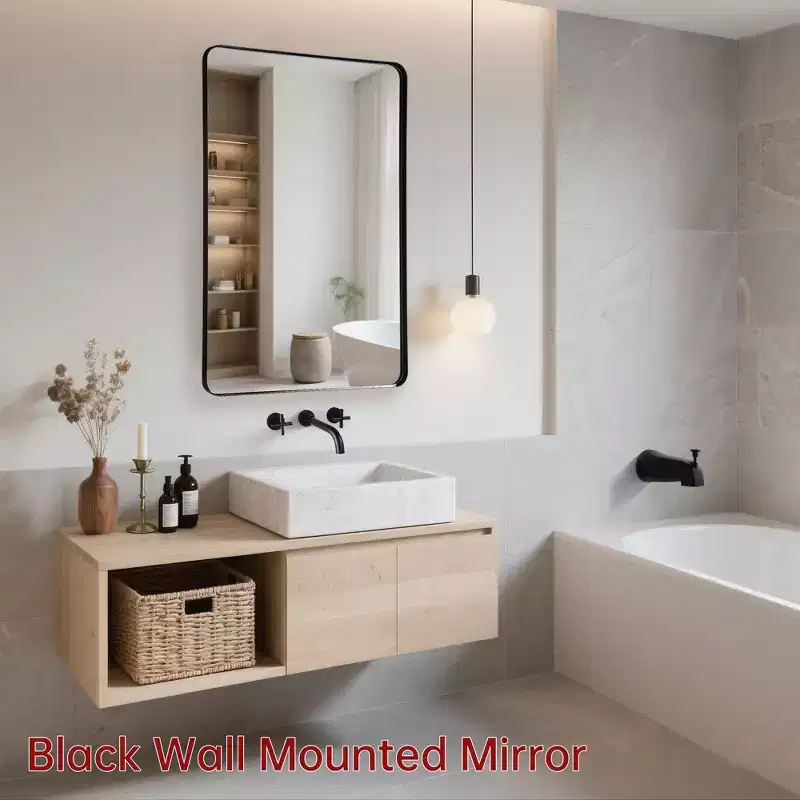 SUMERAIN 2-Way Wall Mirror, 24x36in Black Bathroom Mirrors for Living Room Bedroom Bathroom Entryway