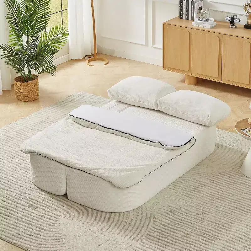 Convertible Sleeper Sofa, Folding Futon Sofa Bed with 2 Back Pillows for Living Room, No Assembly Required - ModernLuxe