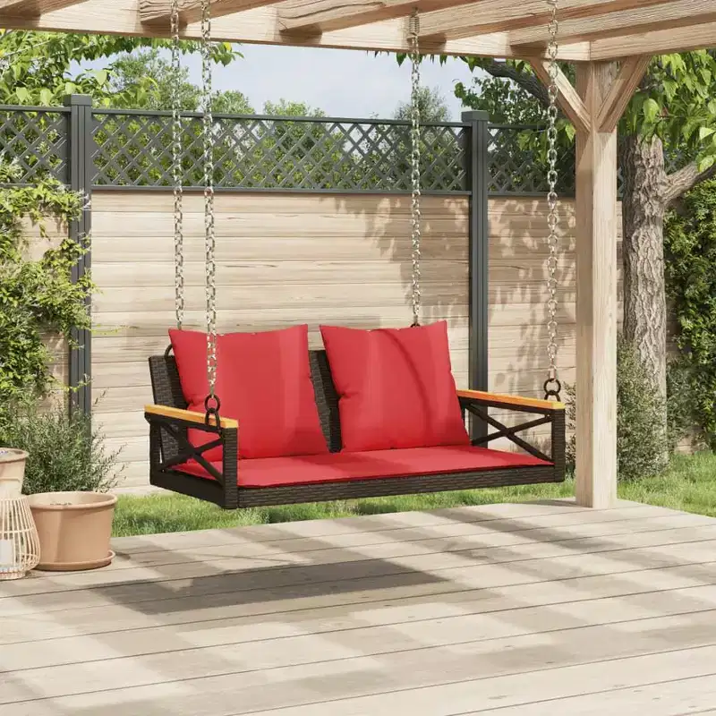 vidaXL Patio Swing Bench Brown PE Rattan 42.9x24.4x15.7