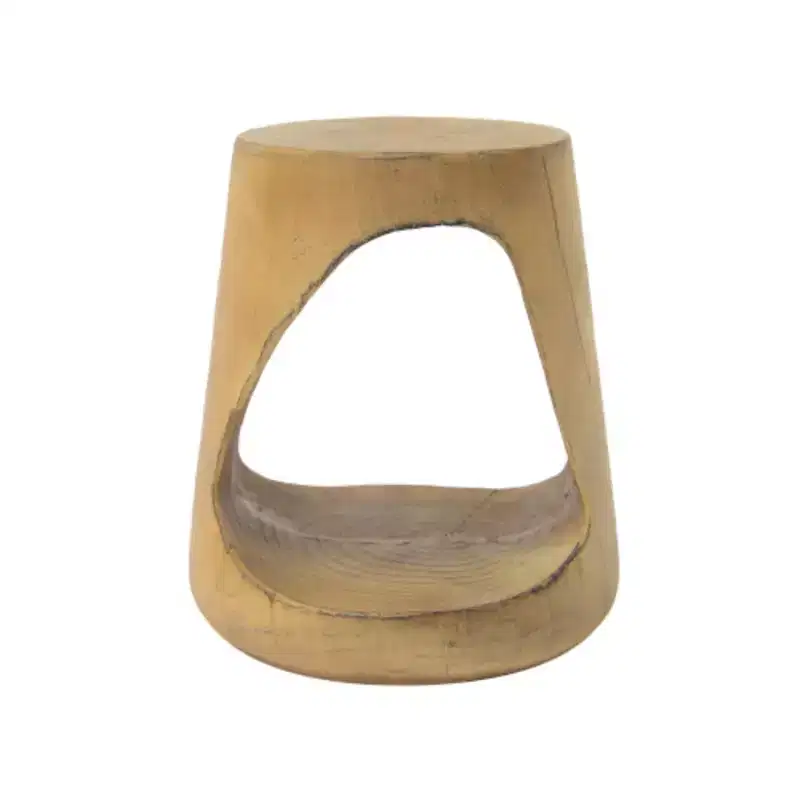Hollow-Core Side Table with Wood-Grain Texture in Natural Finish