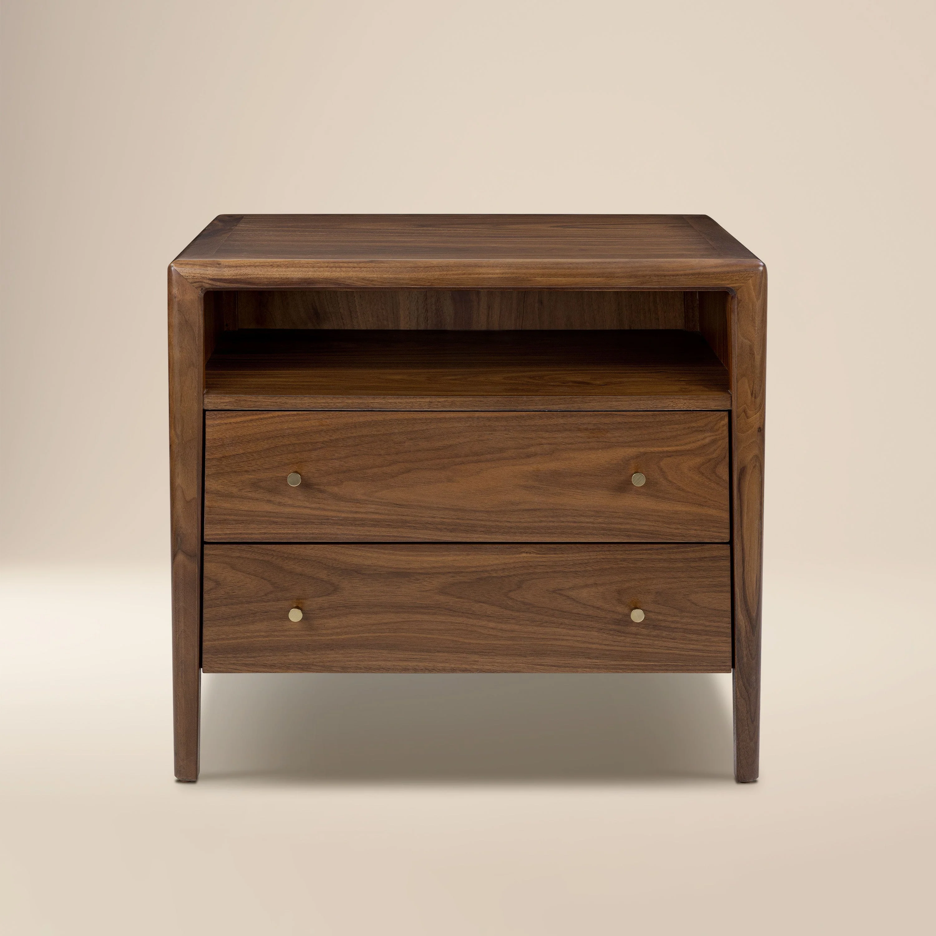 Modern Walnut Walnut Wood Nightstand with Solid Walnut Frame