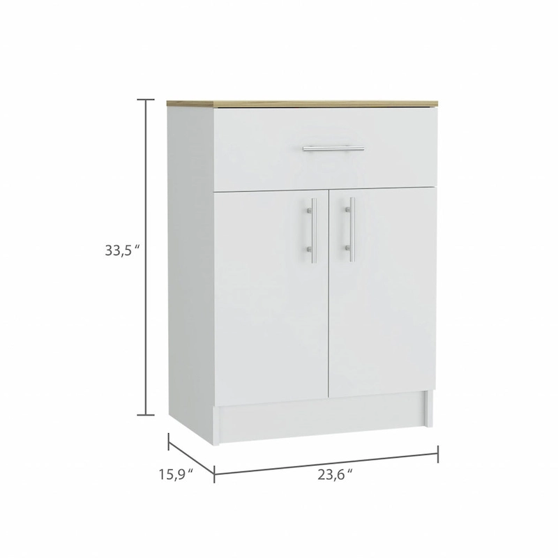 34 Light Oak and White Pantry Cabinet