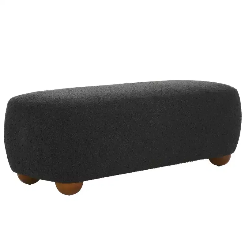 Rectangular Ottoman with Wood Legs