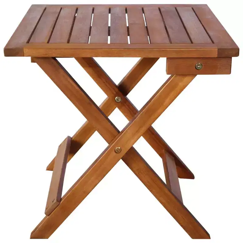 vidaXL Sunlounger With Table Natural Acacia Solid Acacia Wood Standard