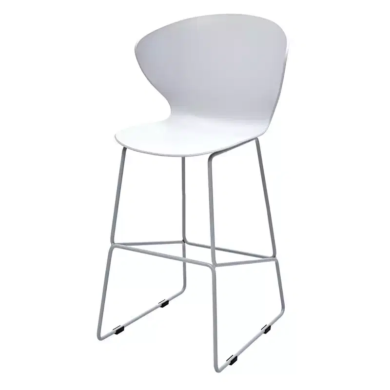 HomeRoots Set of Two 26 White and Silver Heavy Duty Plastic and Metal Low Back Counter Height Bar Chairs