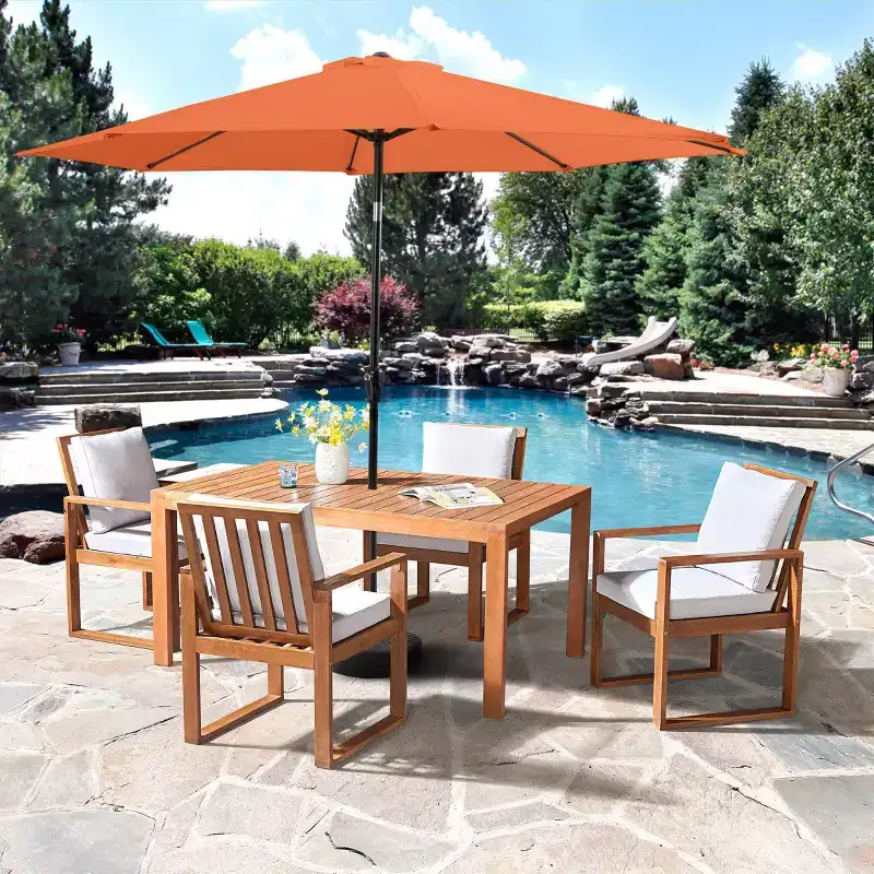 Alaterre Furniture 6pc Outdoor Patio Dining Set, Weston Table with 10' Auto Tilt Umbrella