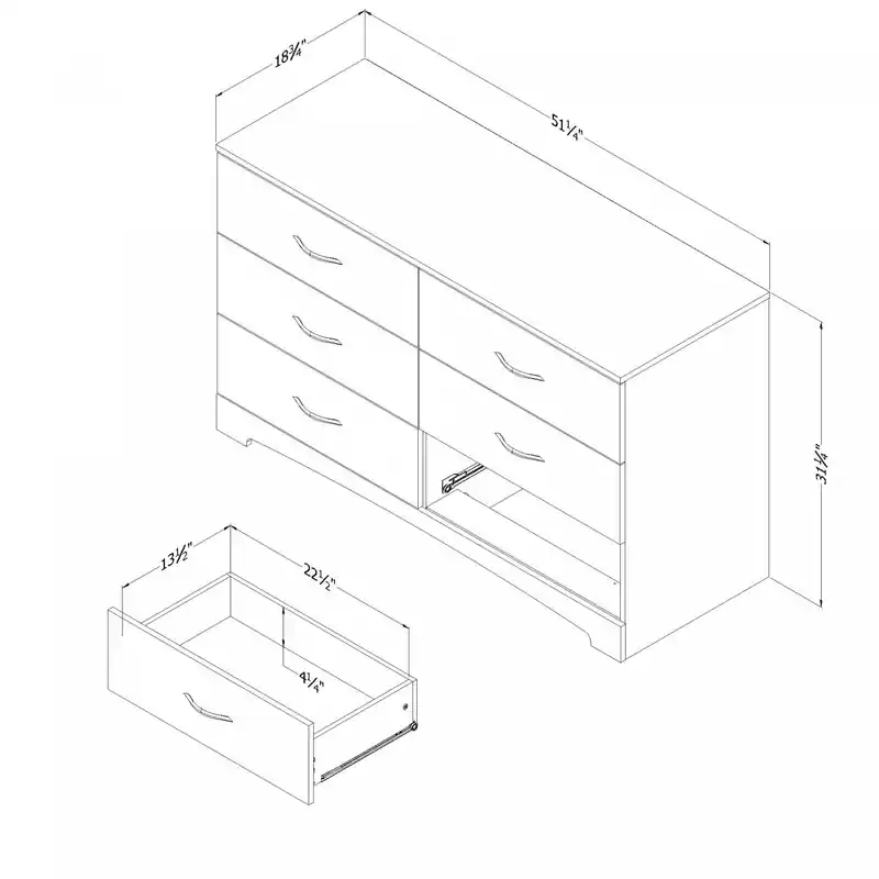 6-drawer Dresser - Gray Oak
