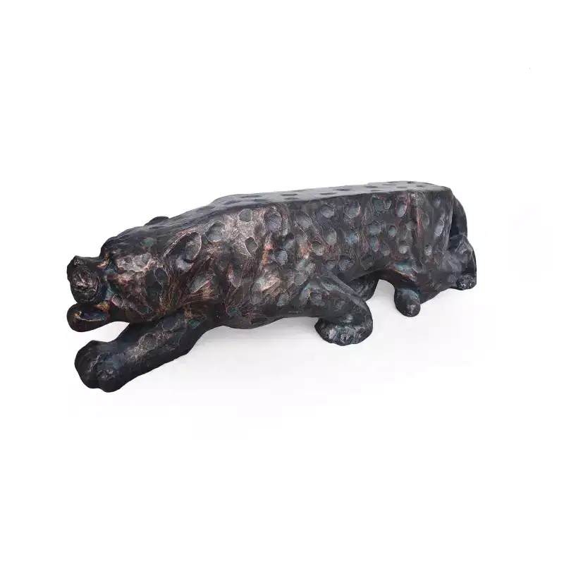 GDFStudio Nolene Outdoor Lightweight Concrete Leopard Bench, Antique Copper