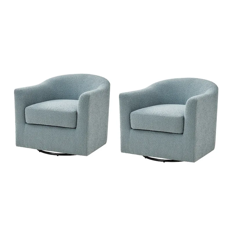 Rita Modern Ergonomic Boucle Upholstered Swivel Barrel Chair Set of 2 by HULALA HOME