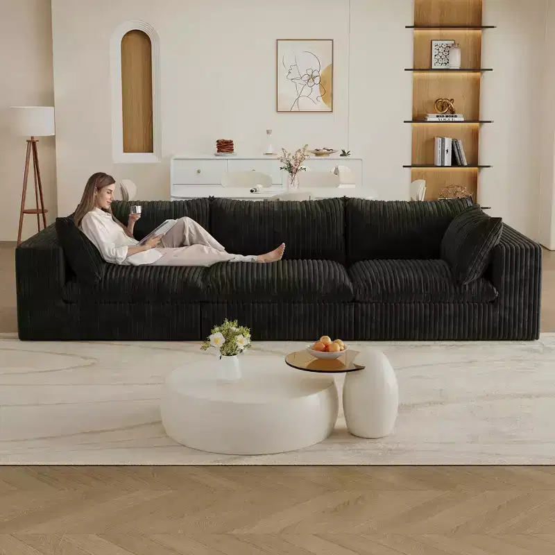 MAYEERTY 39.8 Cloud Sofa Black - 39.8, Corduroy, Double-Layer, No Assembly, DIY for Corner